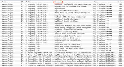 COMMENT tag is shown too, so users can see what remix/version of a track is shown/played.