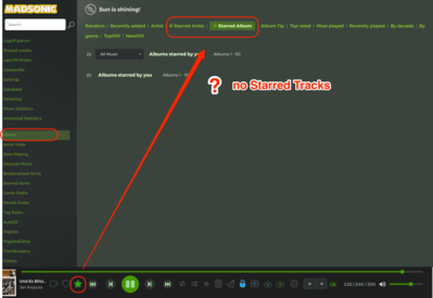 I have added a star for the currently playing song. Then I click on &quot;Home&quot; to see a list of all starred songs, but its not possible